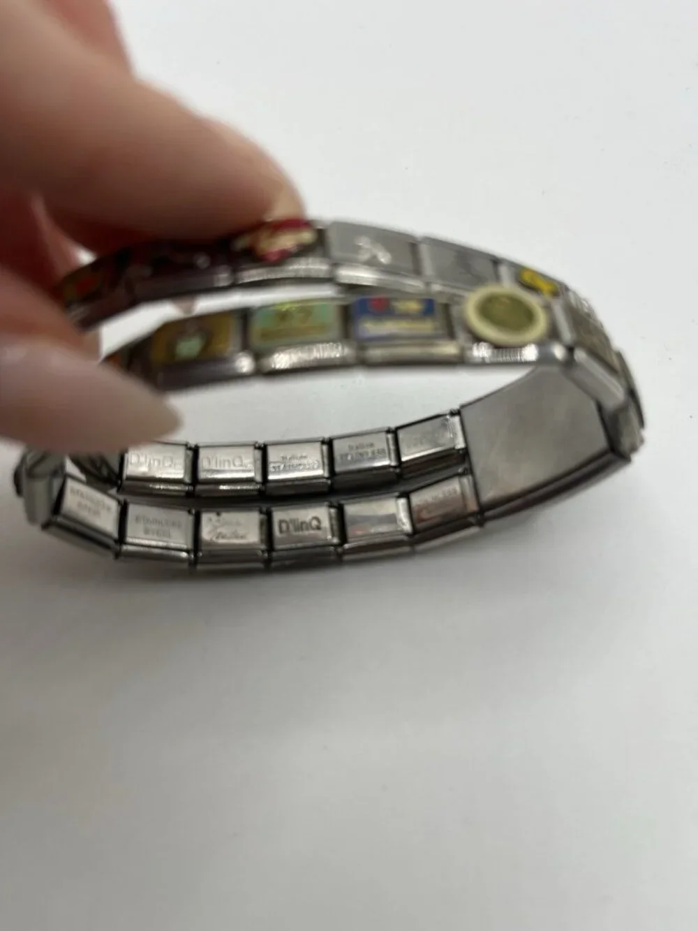 VTG D’linQ Italian Modular Charm Bracelet Stainless Steel Fascini Hawaii Y2K